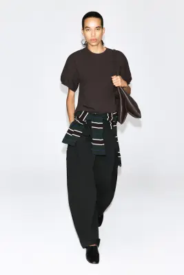 BLOUSE À PLIS NERVURÉS EN COTON - BRUN — photo 2