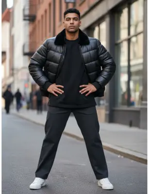 Blouson doudoune similicuir KAYMAXX