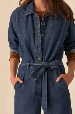 combi pantalon loustik denim bleu stone — photo 2