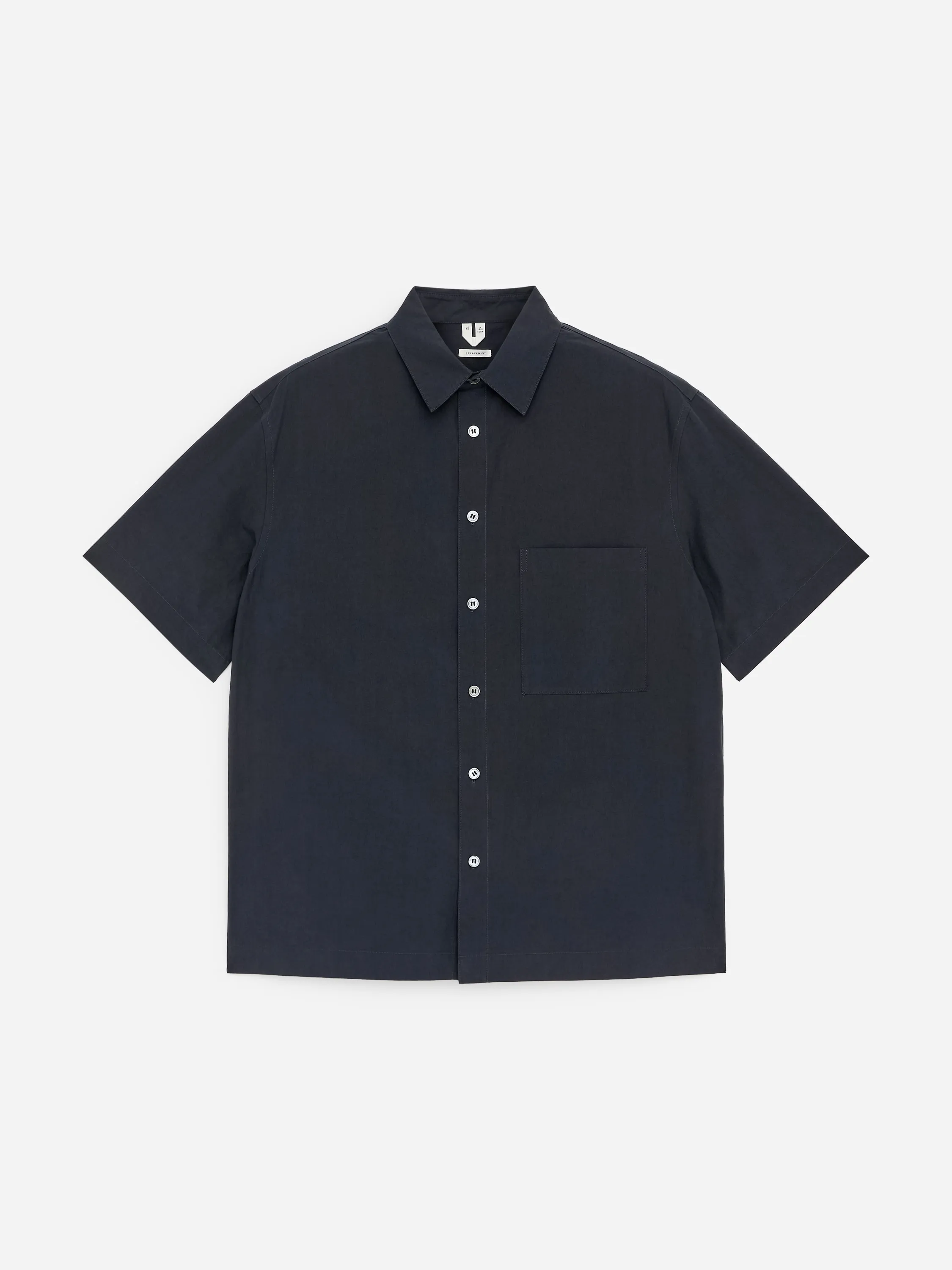 Chemise en popeline à manches courtes - Bleu foncé