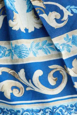 Short en lin mélangé à motif - Bleu/motif — photo 4