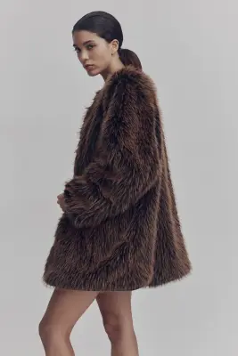 Manteau duveteux - Marron foncé — photo 3