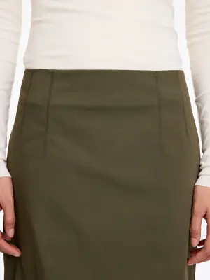 Jupe extensible en coton mélangé - Vert kaki — photo 3