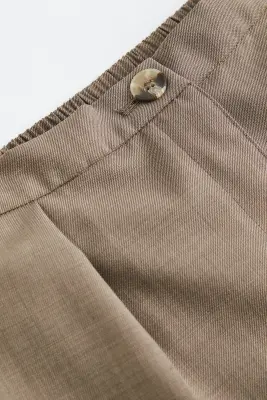 Pantalon habillé en laine mélangée - Beige foncé — photo 1