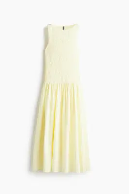 Robe smockée en seersucker - Jaune clair — photo 1