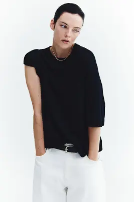 T-shirt en laine mérinos - Noir — photo 2