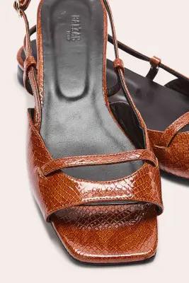 Sandales Dona vernis embossé camel — photo 2