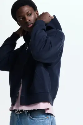 Veste à capuche zippée Oversized Fit - Bleu foncé — photo 4