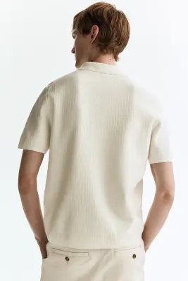 Polo Regular Fit en maille texturée - Blanc — photo 4