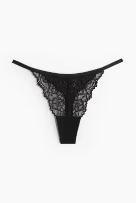 Lot de 3 strings Tanga en dentelle - Noir — photo 4
