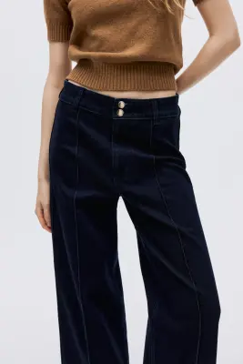 Wide High Ankle Jeans - Bleu denim foncé — photo 2