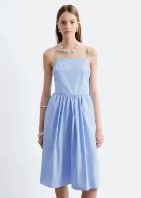 Robe midi en coton - Bleu clair — photo 2