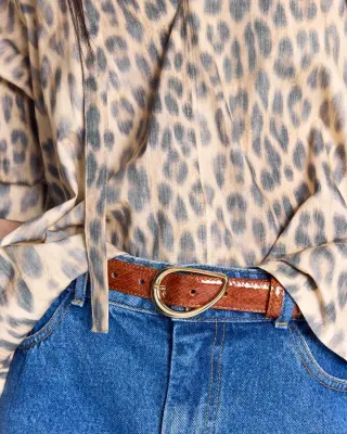 Ceinture Basma vernis embossé camel — photo 1