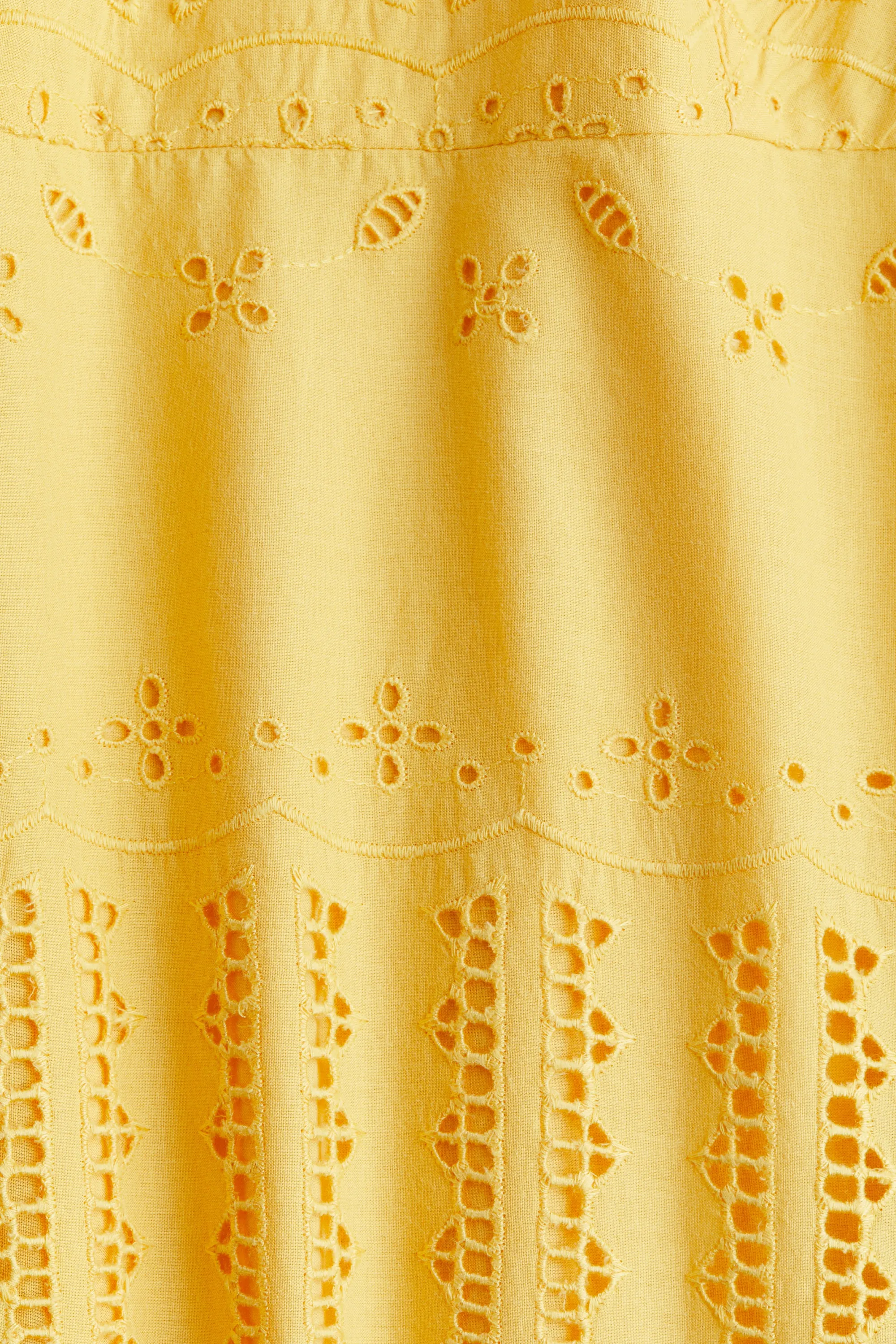 Robe à bretelles fines avec broderie anglaise - Jaune