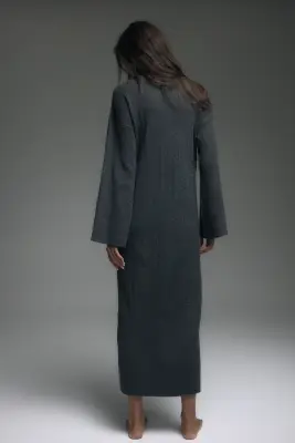 Robe en maille torsadée - Gris foncé chiné — photo 4