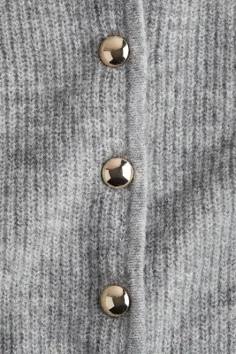 Gilet péplum en maille côtelée - Gris clair chiné — photo 3