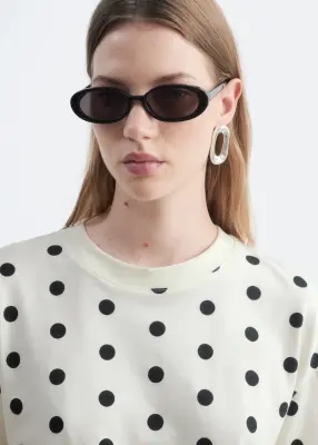 T-shirt en coton - Blanc/Pois — photo 4