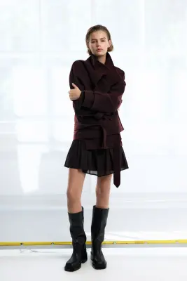 Veste oversize en feutre - Marron foncé — photo 4