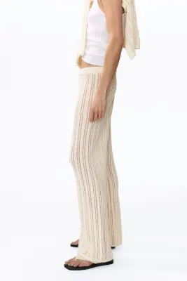 Pantalon large façon crochet - Beige clair — photo 3