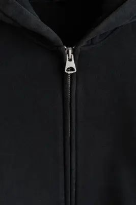Veste à capuche zippée Oversized Fit - Noir — photo 5