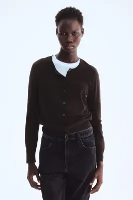 Gilet en maille fine - Marron foncé — photo 1