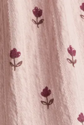 Robe en coton texturé avec col en dentelle - Rose clair/fleuri — photo 2