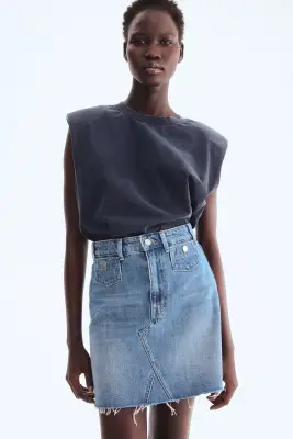 Jupe trapèze en denim - Bleu denim — photo 2