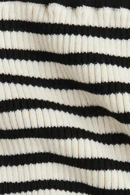 Legging évasé en maille côtelée - Crème/rayé — photo 4