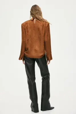 Blouse à épaulettes - Brun rouille — photo 3