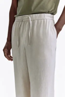 Pantalon Relaxed Fit en lin mélangé - Beige clair — photo 2