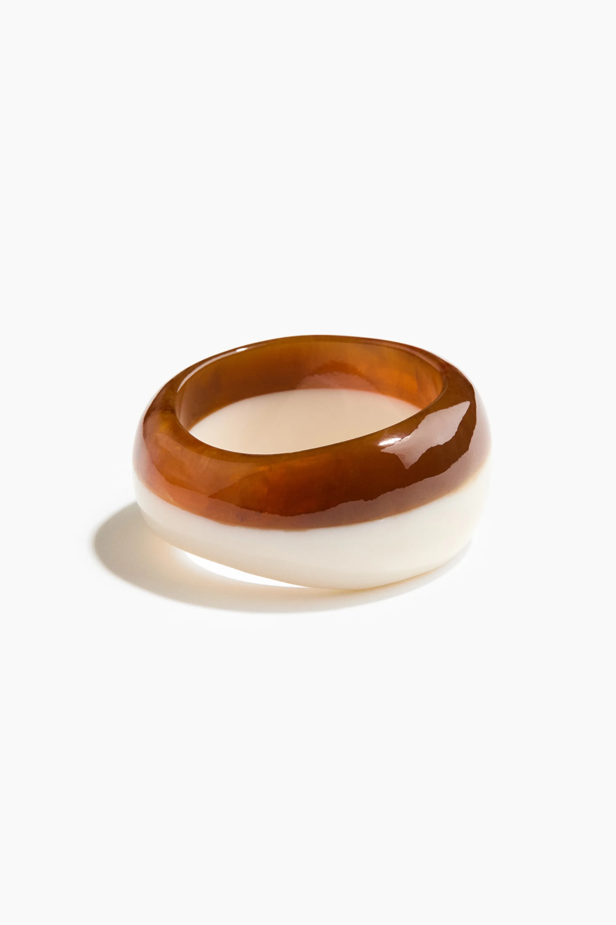Two-tone bangle - Beige foncé/blanc