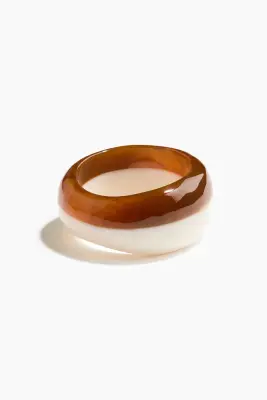 Two-tone bangle - Beige foncé/blanc — photo 1