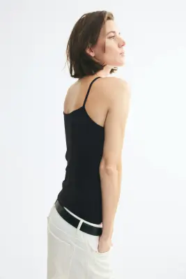 Top en microfibre avec bretelles fines - Noir — photo 3