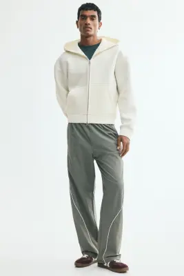 Veste à capuche zippée Loose Fit en scuba - Crème — photo 2