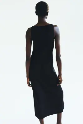 Robe en jersey avec encolure bateau - Noir — photo 3