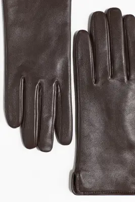 Gants en cuir - Marron foncé — photo 3