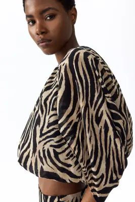 Top en mousseline - Beige/imprimé zèbre — photo 3
