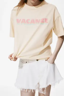 T-shirt oversize imprimé - Jaune clair/Vacanze — photo 2