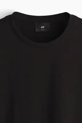 T-shirt Slim Fit en coton pima - Noir — photo 4