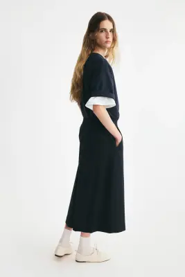 Jupe-culotte plissée - Bleu marine — photo 3