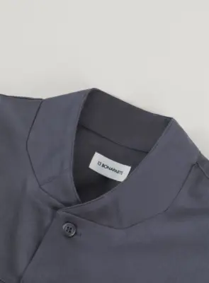 Murano Collar Overshirt in Gray Cotton Gabardine — photo 3
