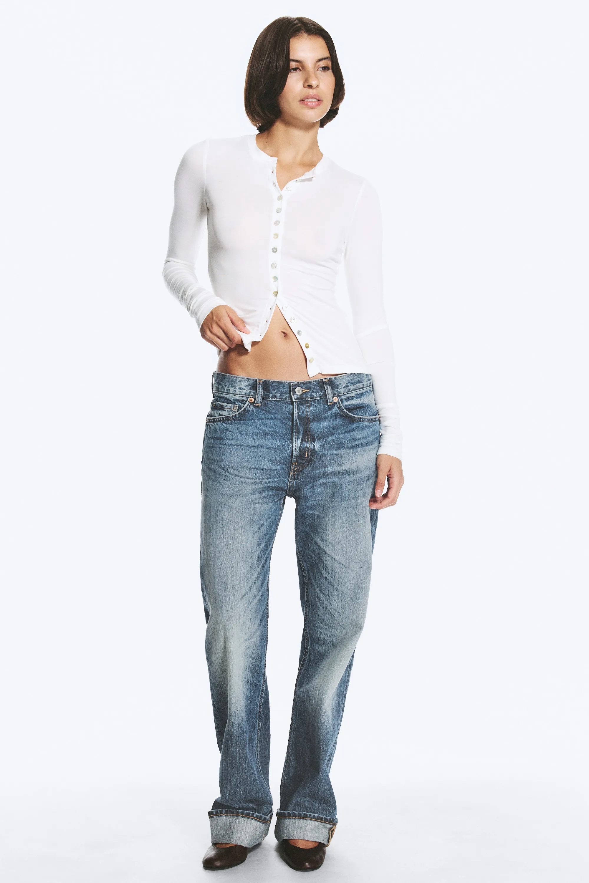 Cardigan à boutons en perle d’imitation - Blanc