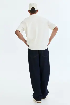T-shirt Loose Fit en interlock - Crème — photo 2