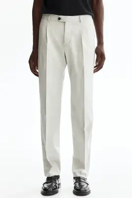 Pantalon de costume Regular Fit en lin mélangé - Beige clair — photo 2