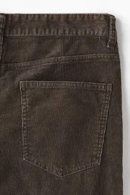Pantalon Relaxed Fit en velours côtelé - Gris foncé — photo 5