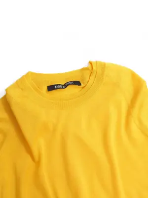 Pull en laine, soie et cachemire jaune doré col rond RRP 390€ Taille 36 — photo 2