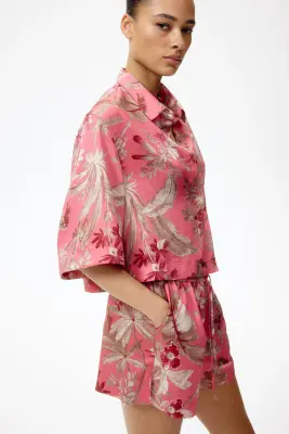 Chemise loose imprimée - Rose/fleuri — photo 2