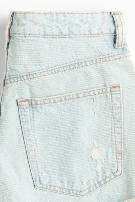 Short en denim à effet usé - Bleu denim pâle — photo 4