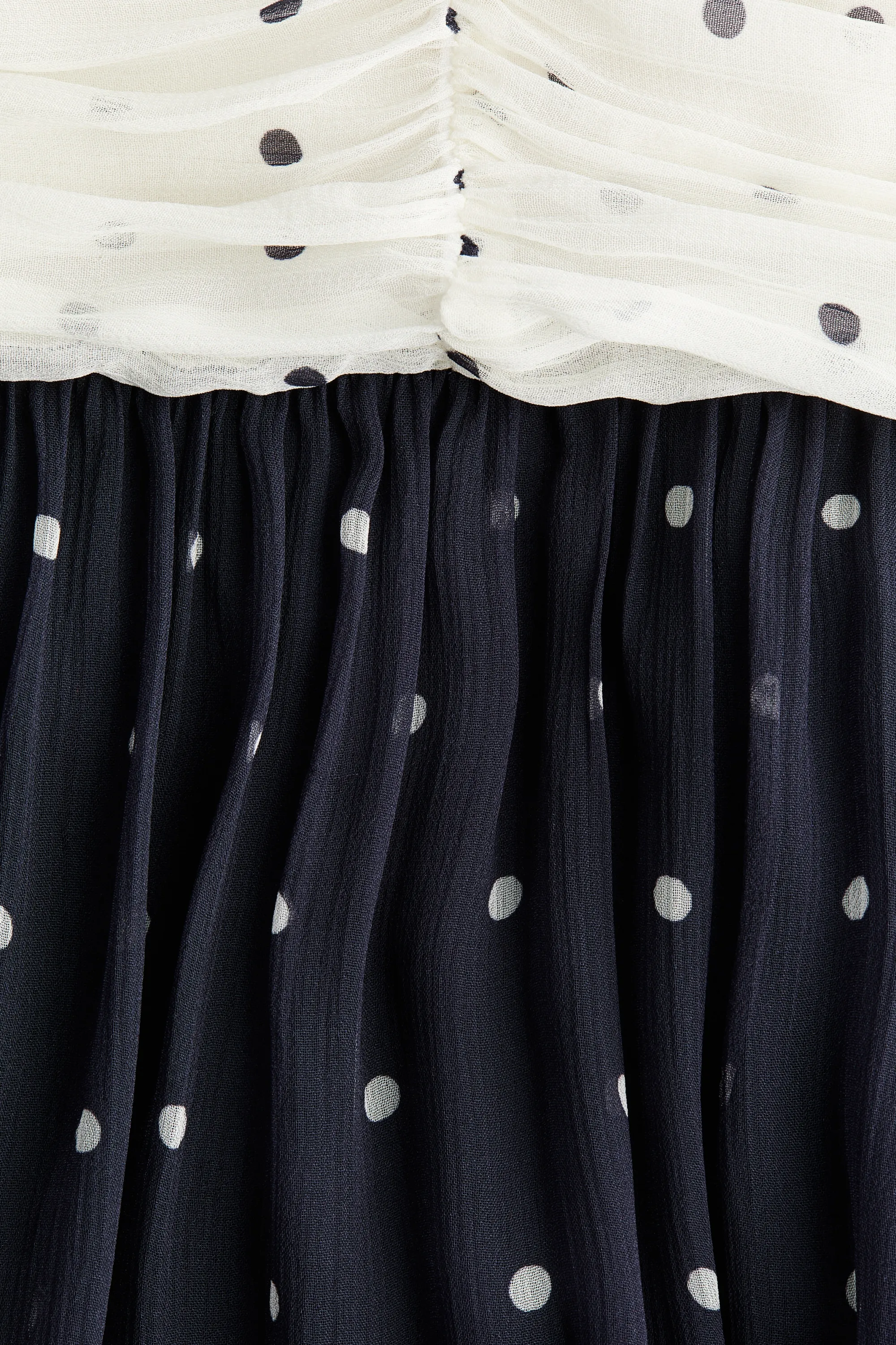Robe froncée à bretelles fines - Noir/pois