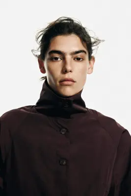 Veste oversize avec base à effet boule - Marron foncé — photo 3